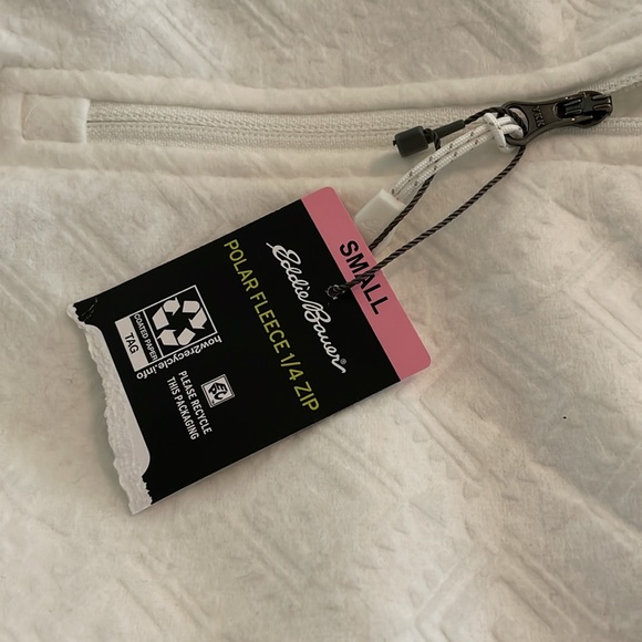 NWT Eddie Bauer Ladies Quarter Zip Ivory Polar Fleece - Picture 6 of 7